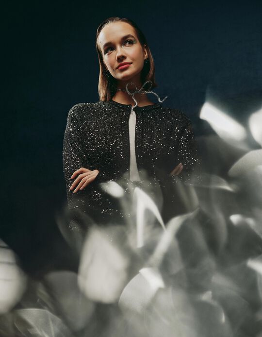 Comprar Online Casaco com Lantejoulas, Mulher, Preto