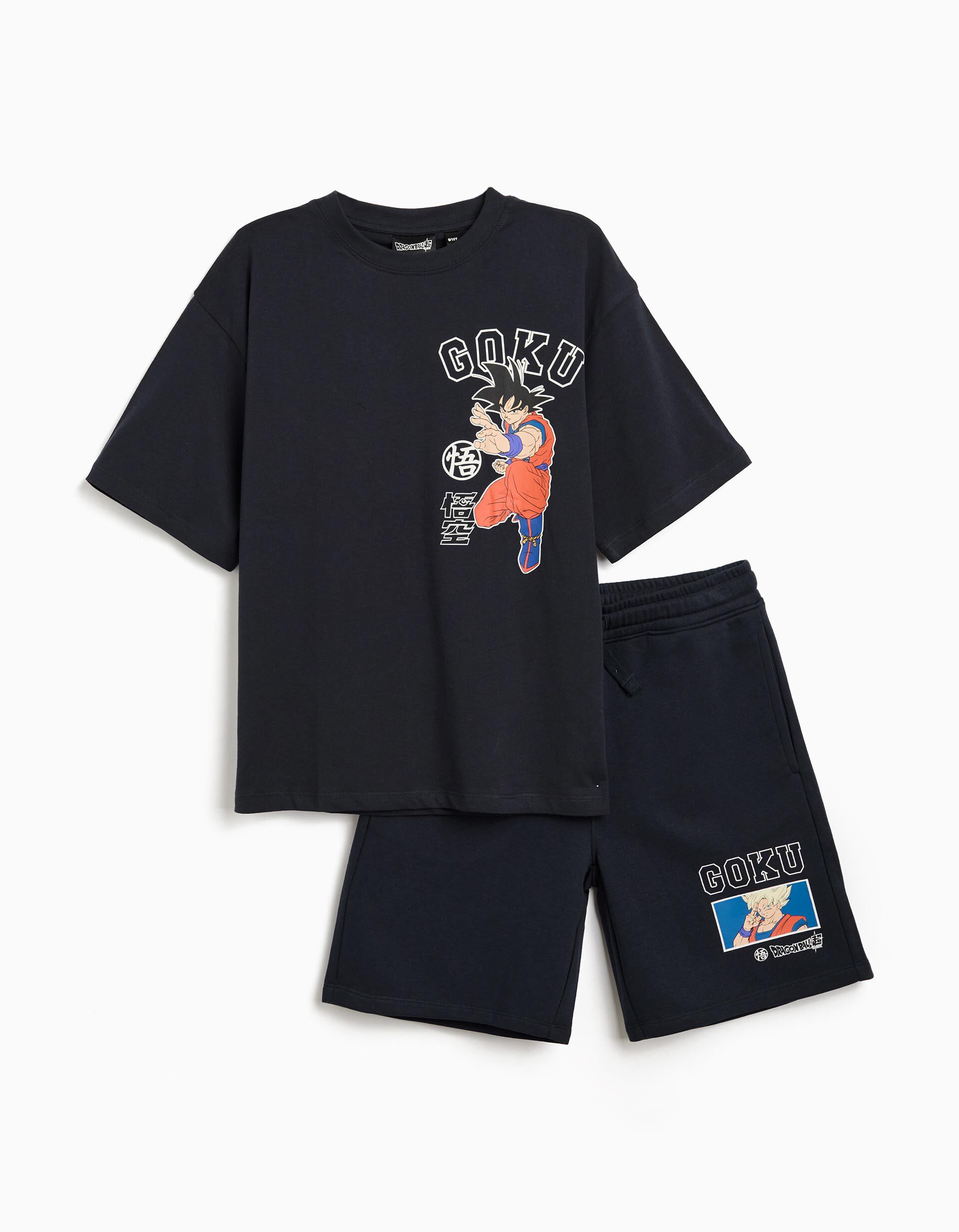 Comprar Online Conjunto T-shirt e Cal&ccedil;&otilde;es 'Goku', Menino, Azul Escuro