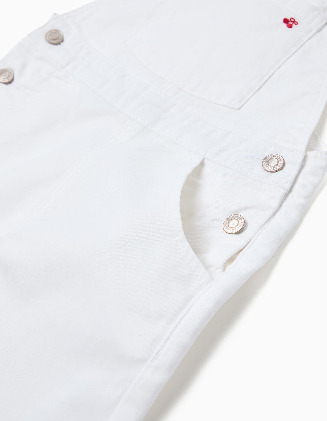 Jardineiras de Ganga 'Wide Leg', Menina, Branco