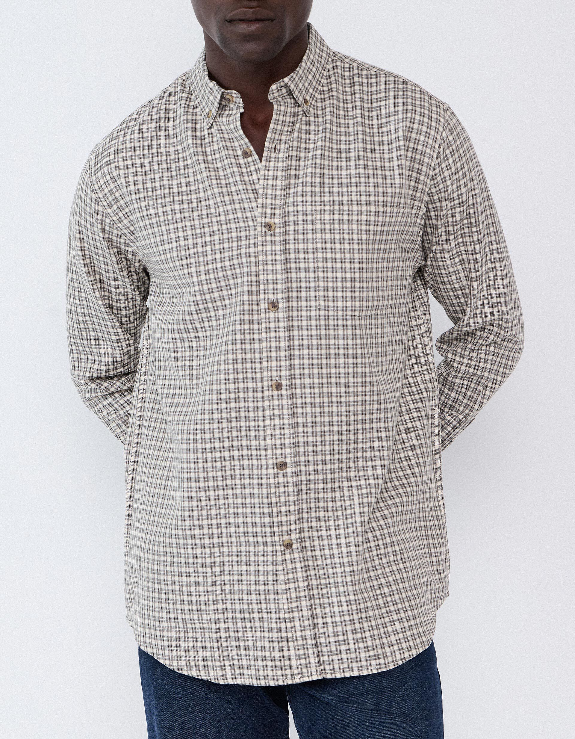 Comprar Online Camisa Xadrez, Homem, Bege Claro