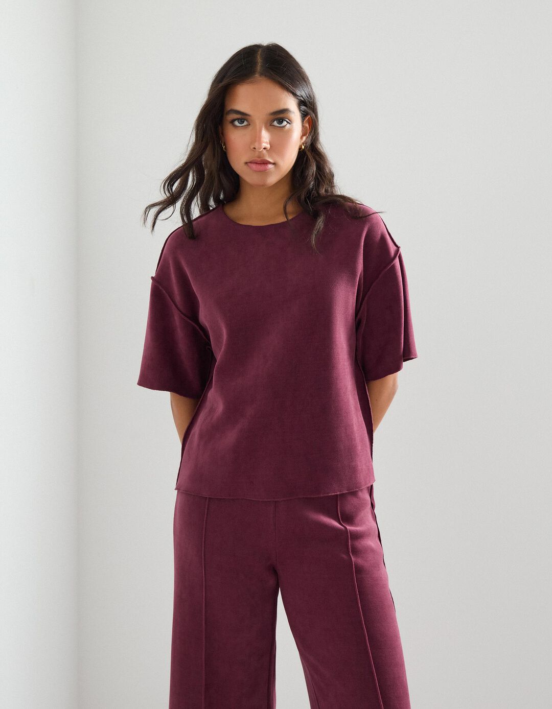 T-shirt, Mulher, Vermelho Escuro