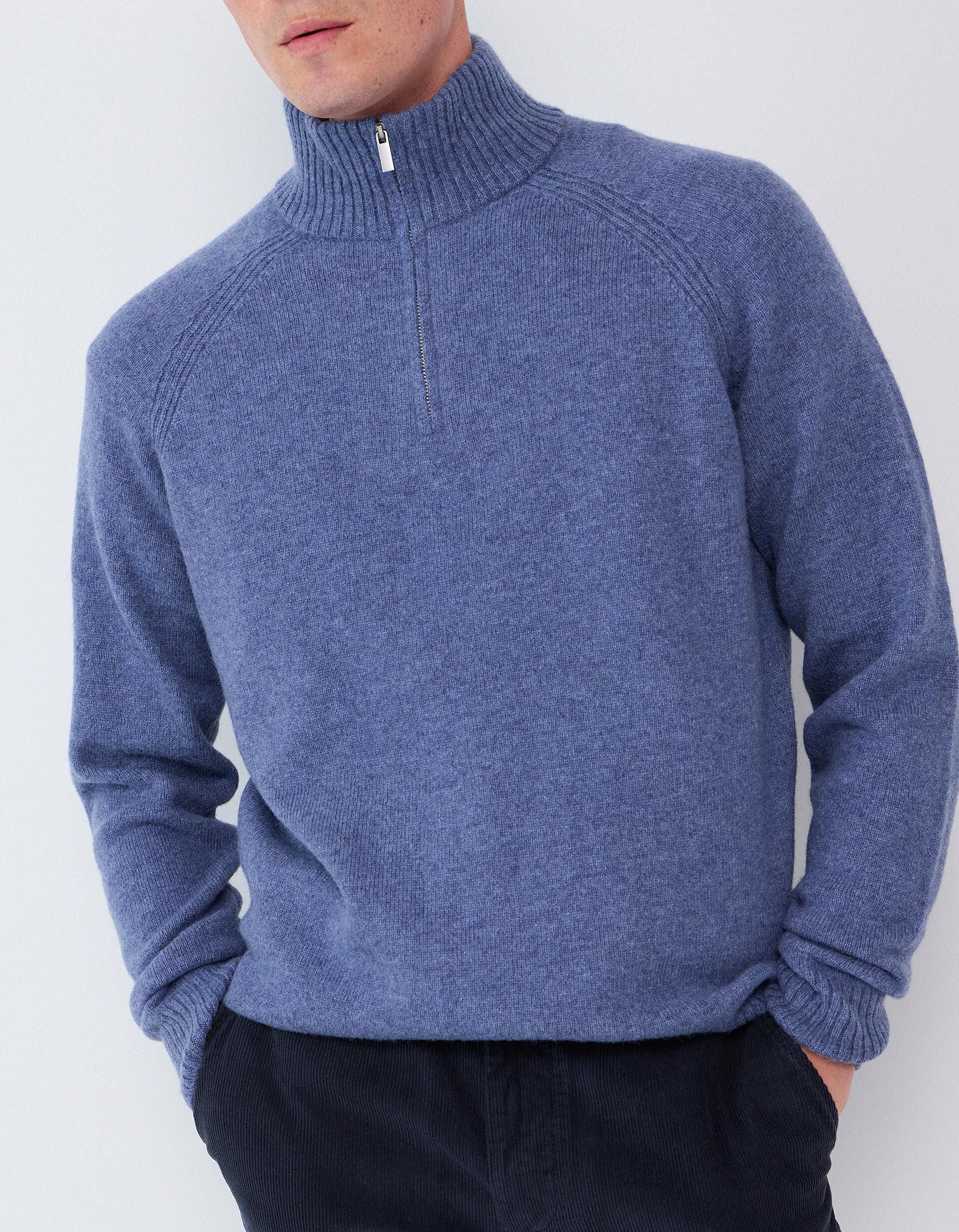 Comprar Online Camisola Com Mistura De L&atilde;, Homem, Azul