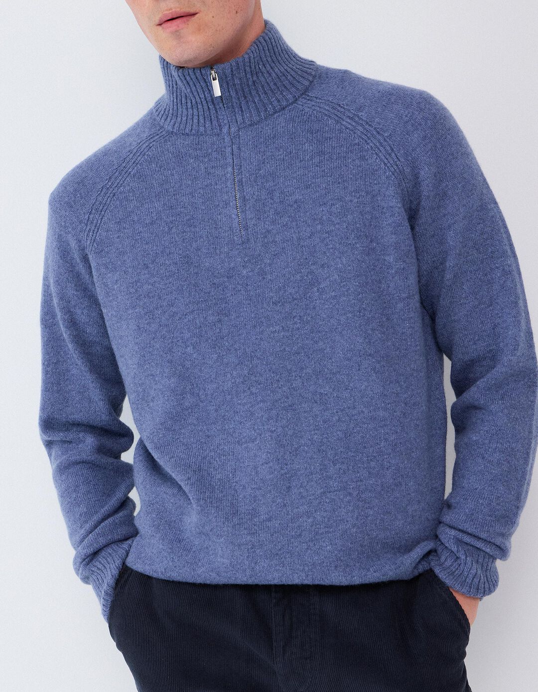 Camisola Com Mistura De L&atilde;, Homem, Azul