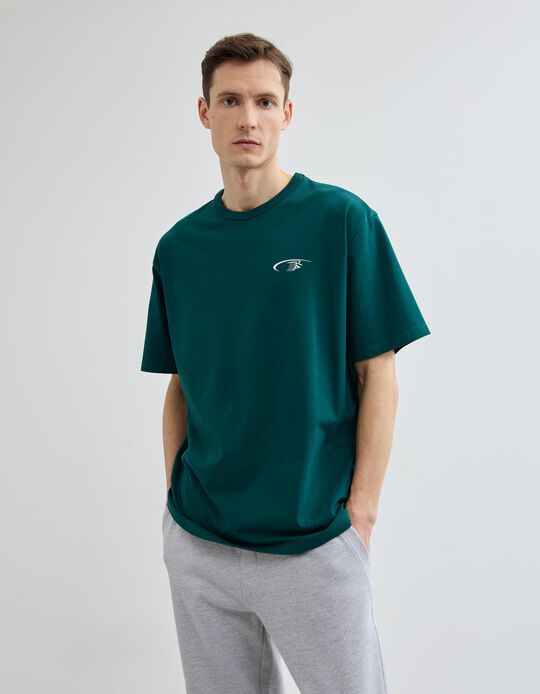 Comprar Online T-shirt Heavy Jersey Estampada, Homem, Verde Escuro