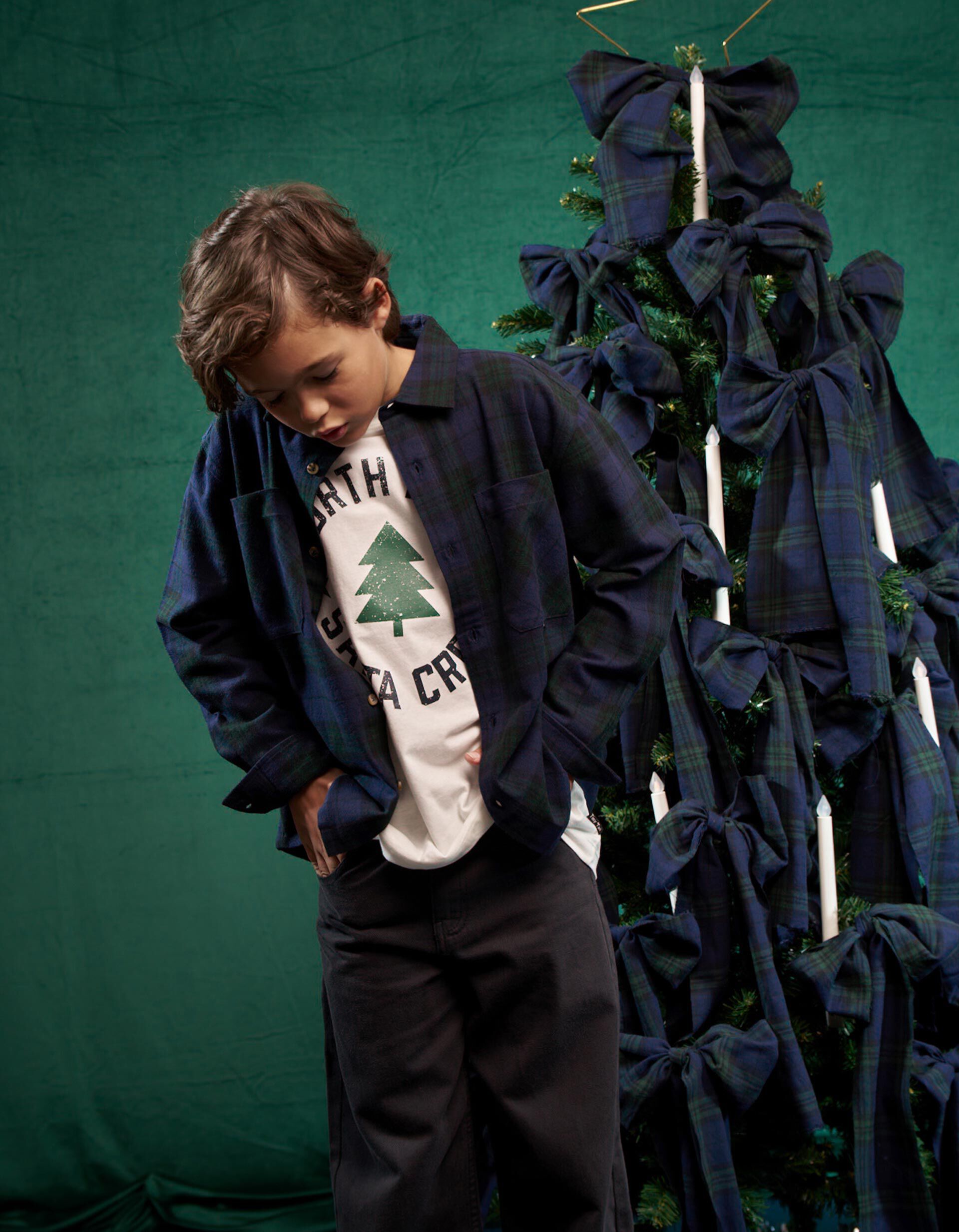 Camisa Xadrez, Menino, Verde Escuro