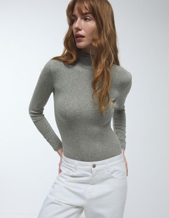 Comprar Online Body de Manga Comprida, Mulher, Cinzento