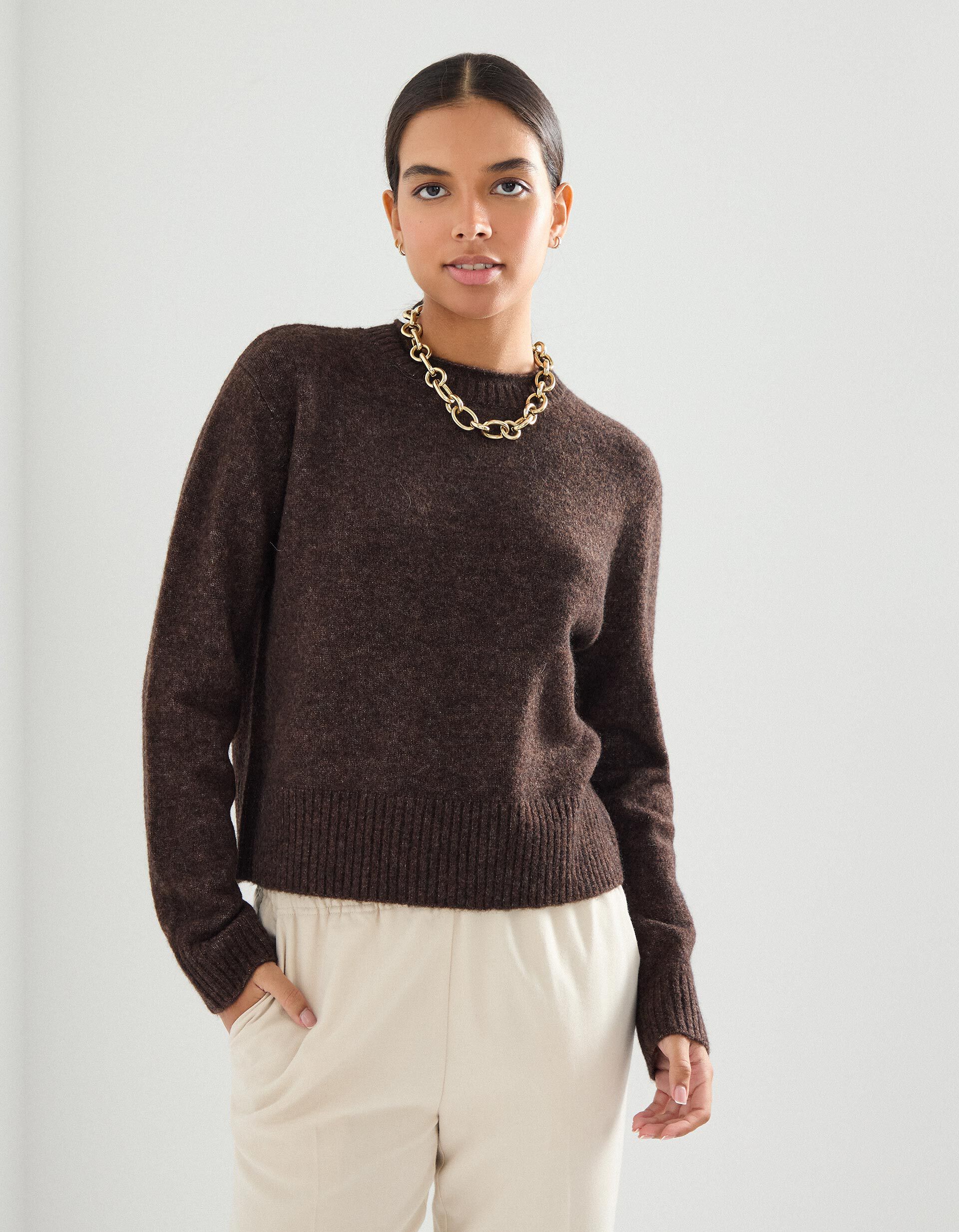 Comprar Online Camisola de Malha, Mulher, Castanho