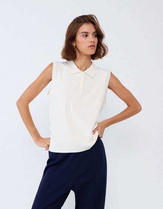 Comprar Online Polo Sem Mangas, Mulher, Bege Claro