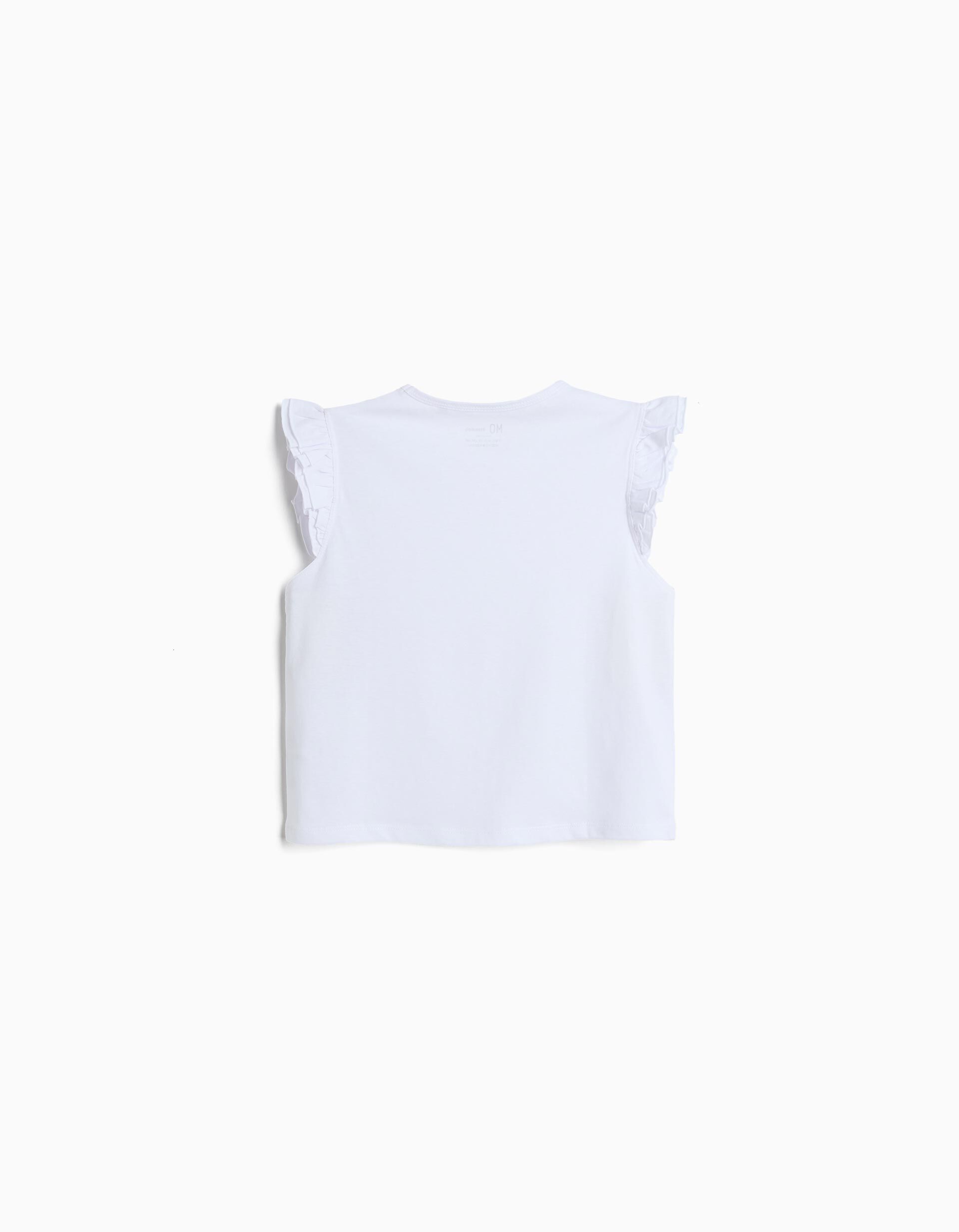 Comprar Online T-shirt Folhos, Menina, Branco