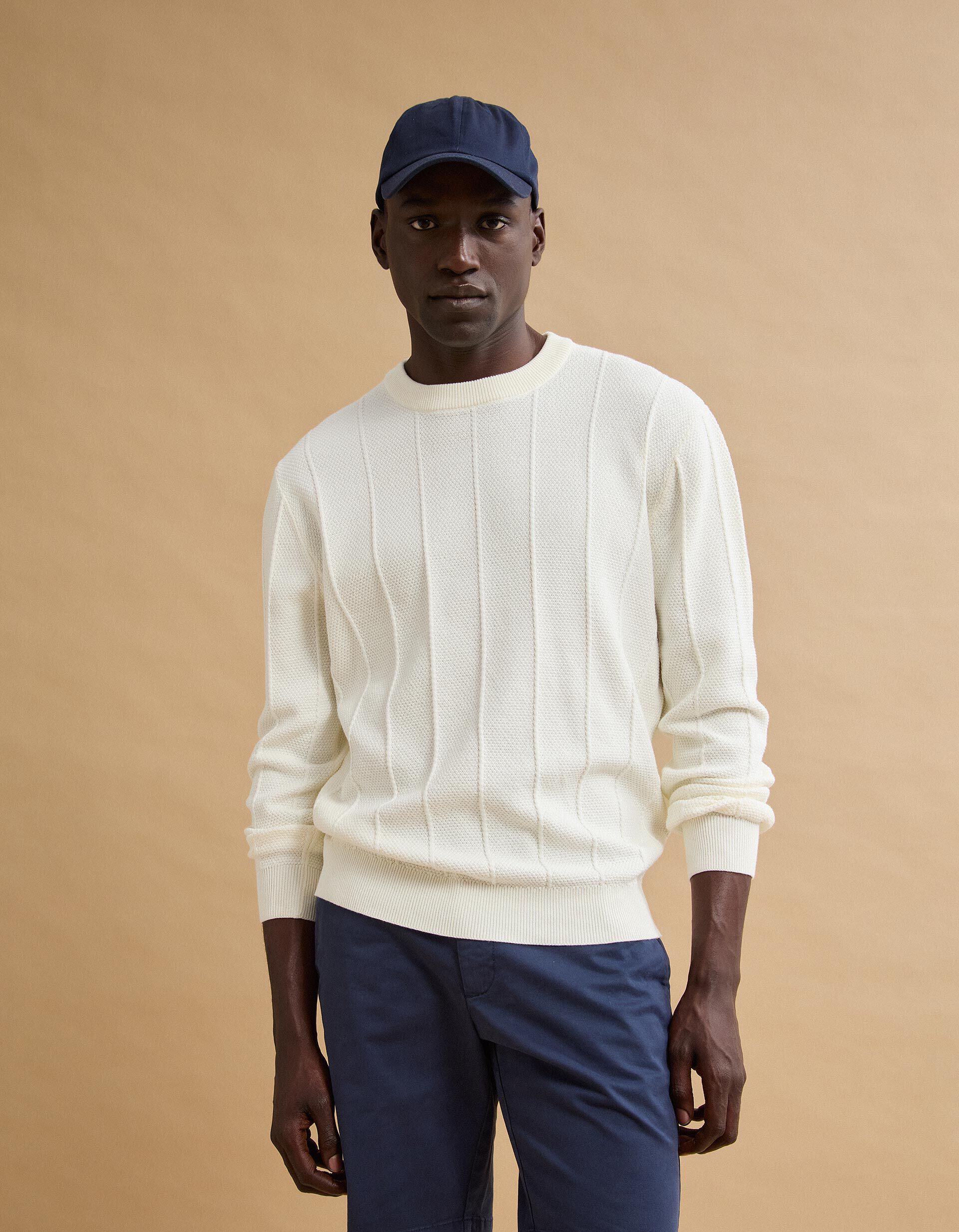 Comprar Online Camisola de Malha Jacquard, Homem, Cru