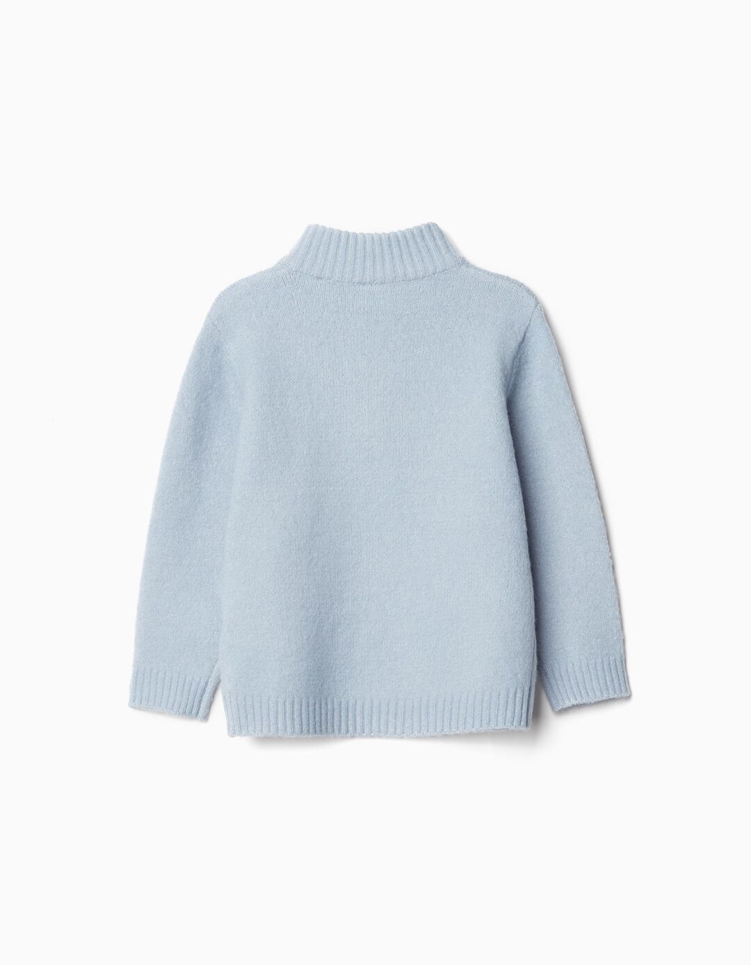 Zip Knit Sweater, Baby Boy, Light Blue