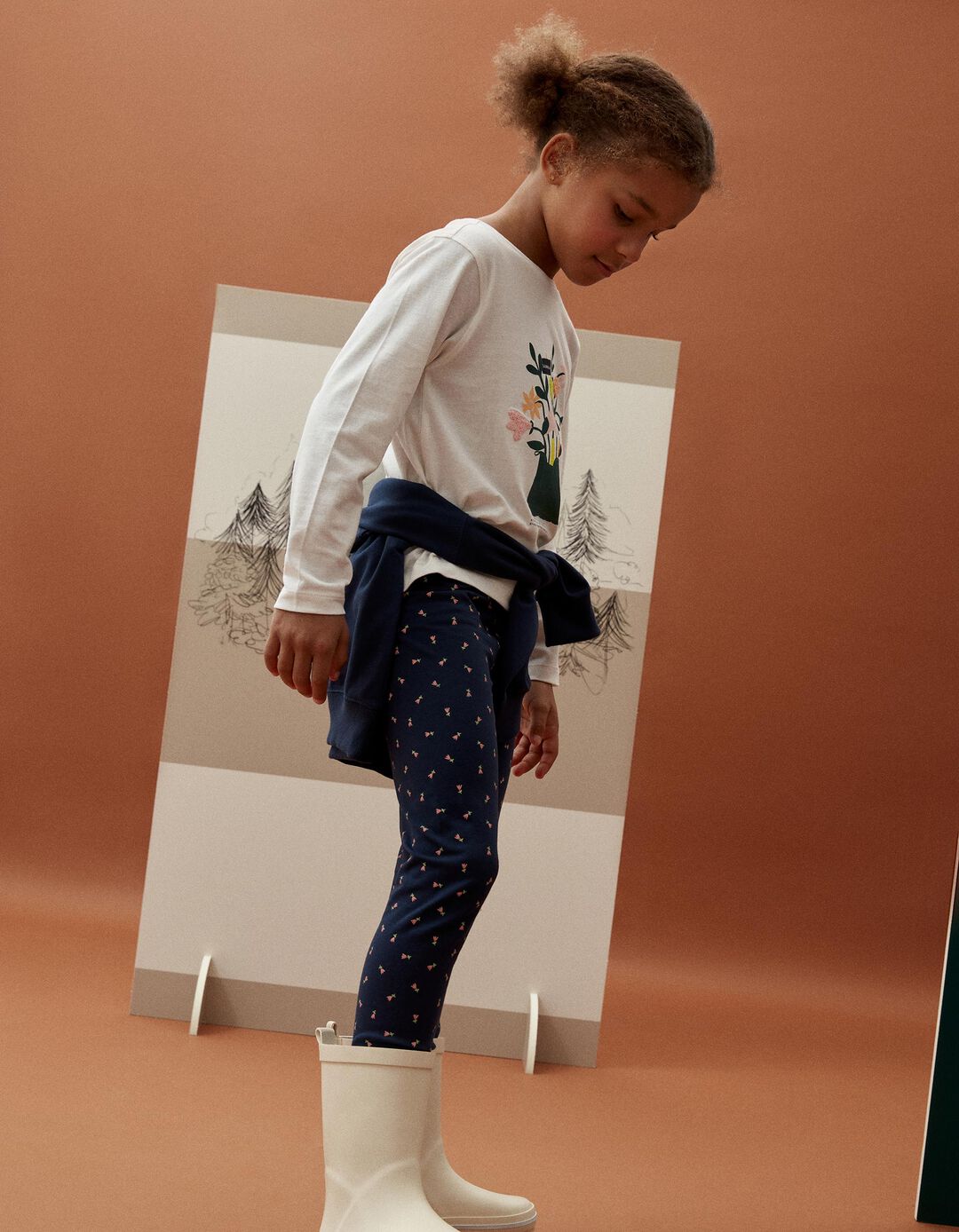 Pack 2 Pairs of Leggings, Girl, Light Pink/Dark Blue