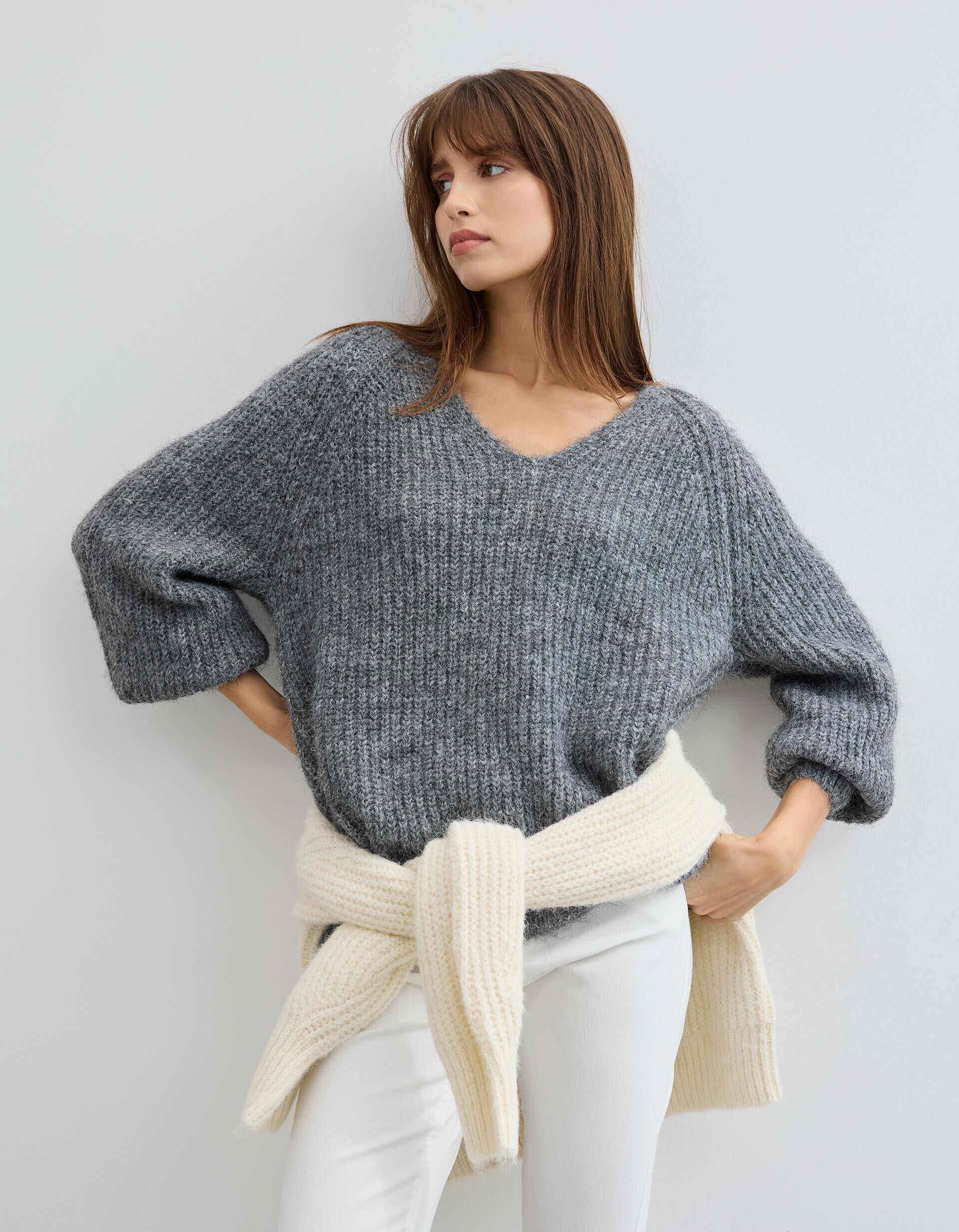 Comprar Online Camisola com L&atilde;, Mulher, Cinzento Escuro