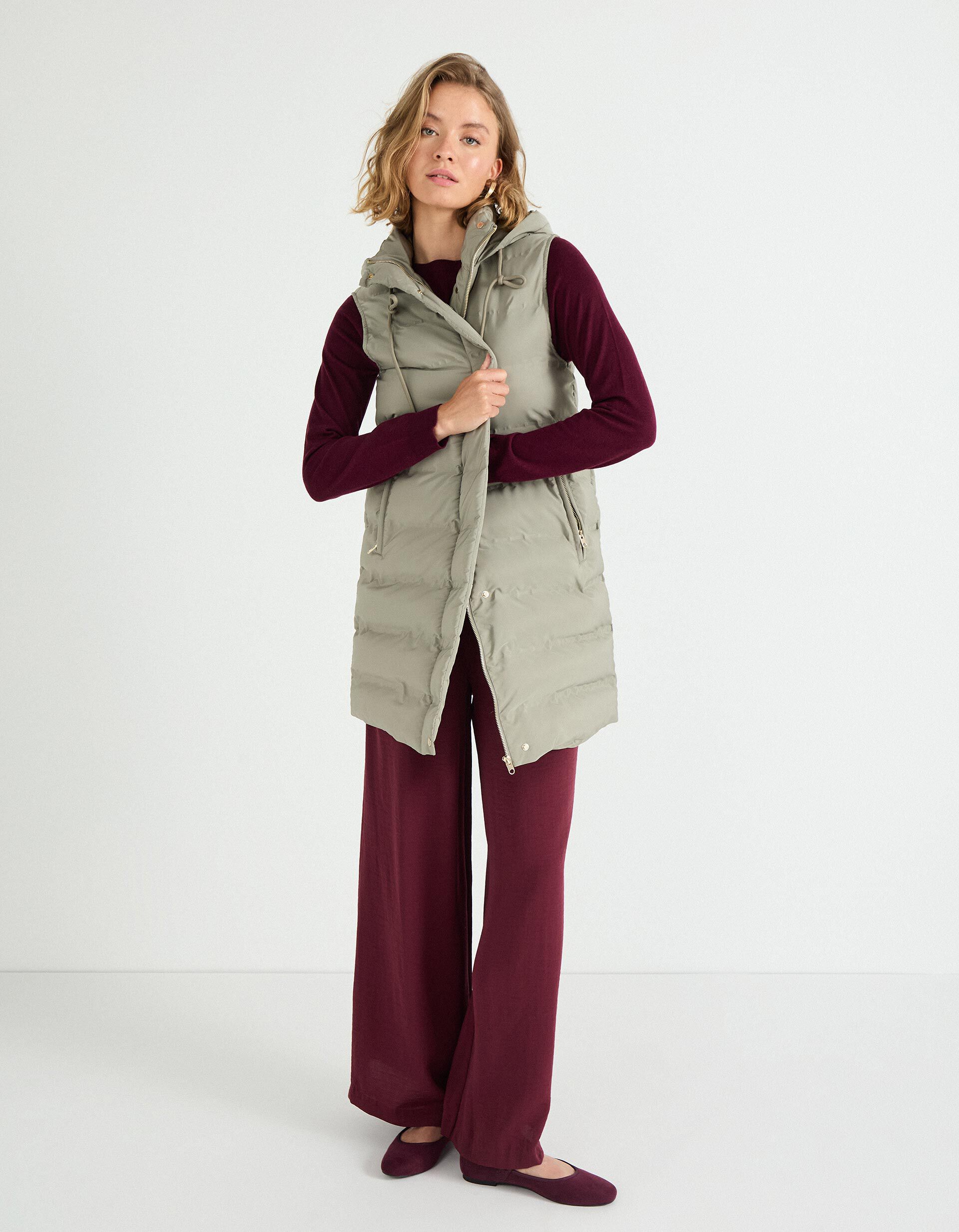 Comprar Online Colete Acolchoado Capuz, Mulher, Verde Escuro