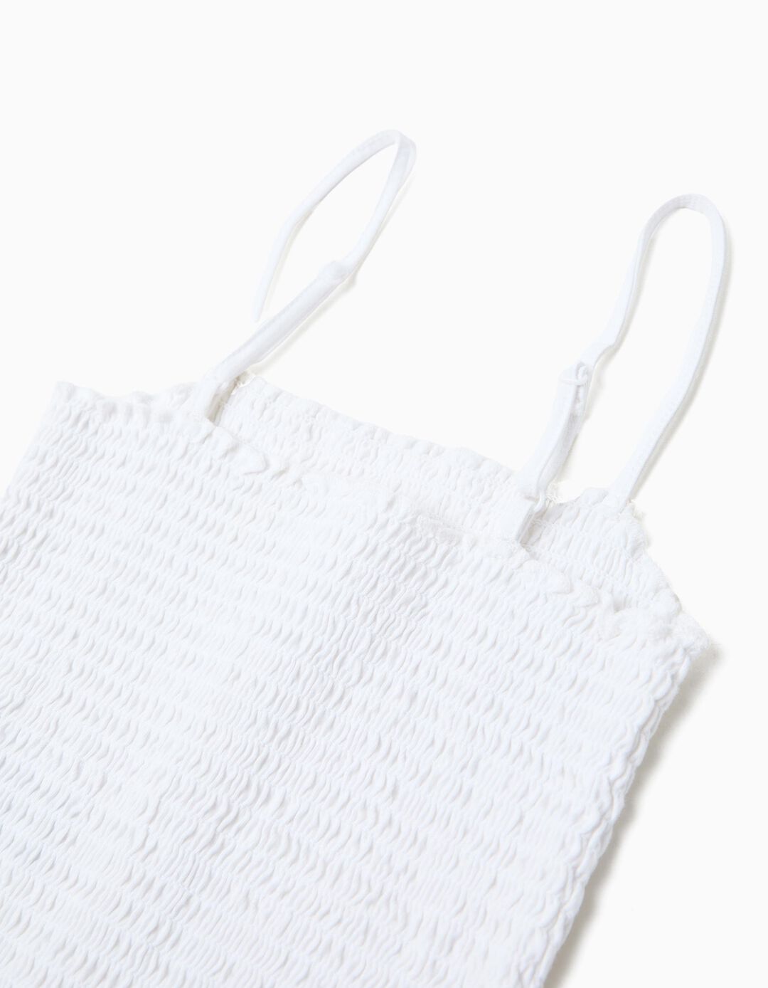 Top Franzido Smock, Menina, Branco