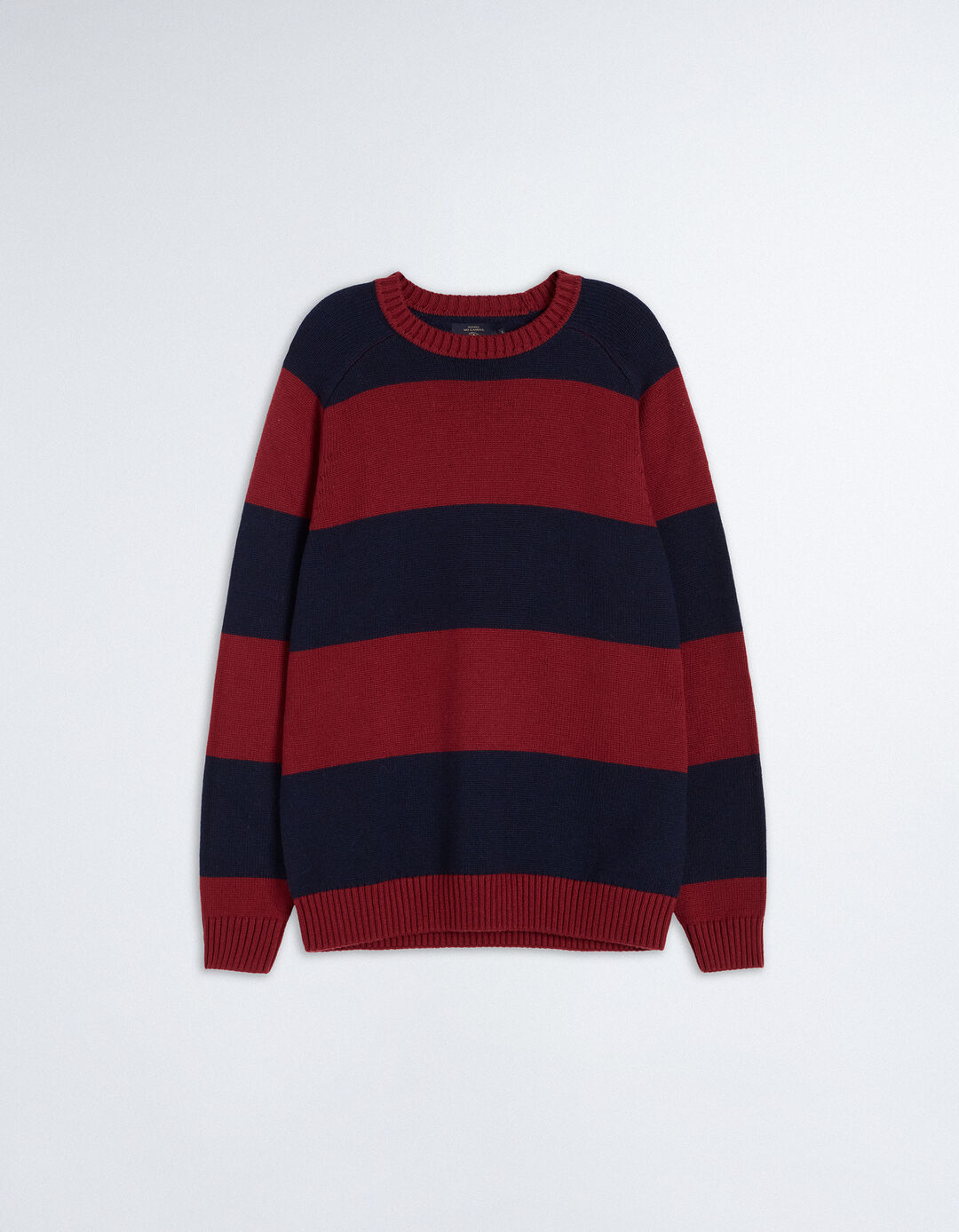 Striped Knit Sweater Wool Blend, Men, Red