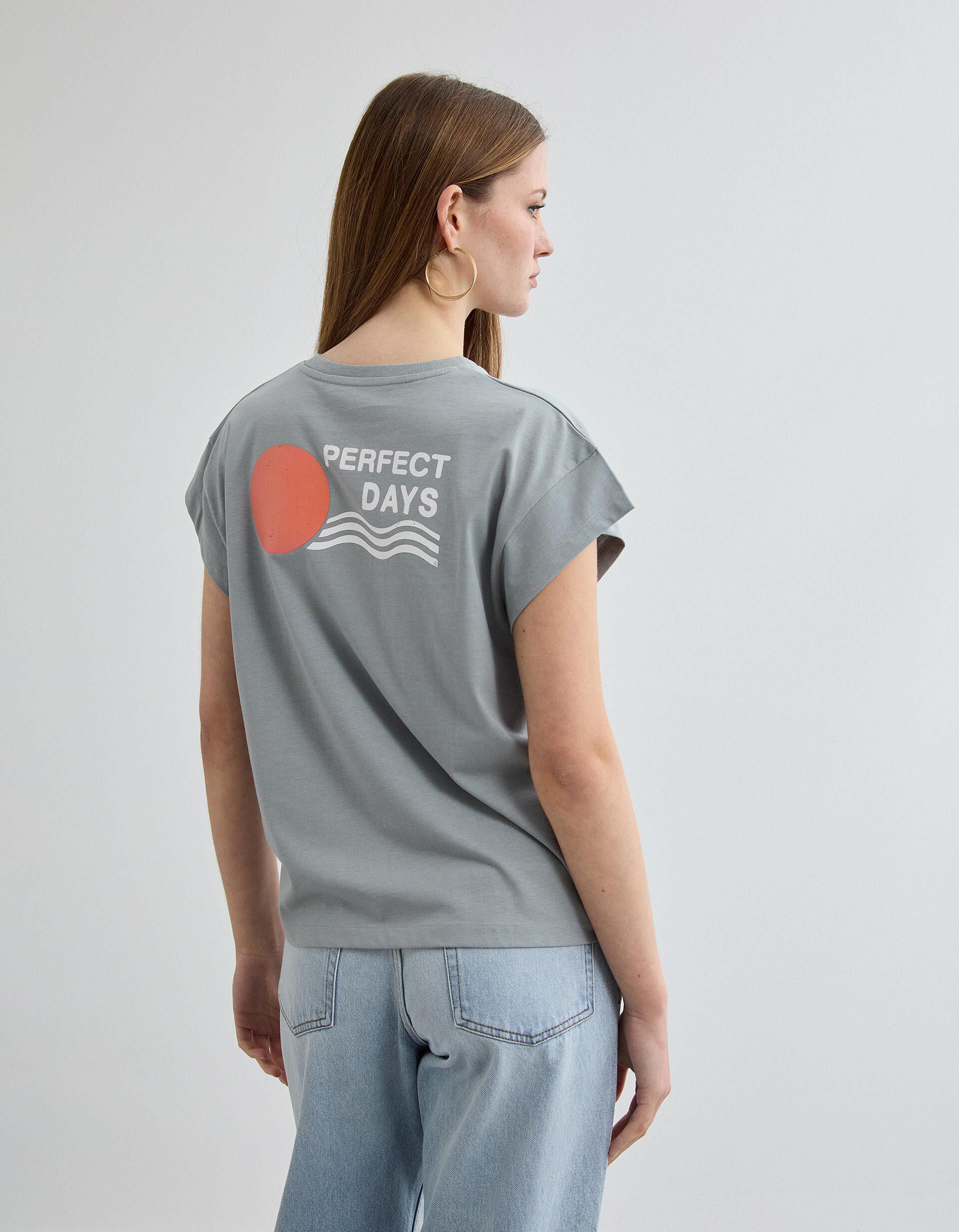 Comprar Online T-shirt Estampado, Mulher, Cinzento Claro