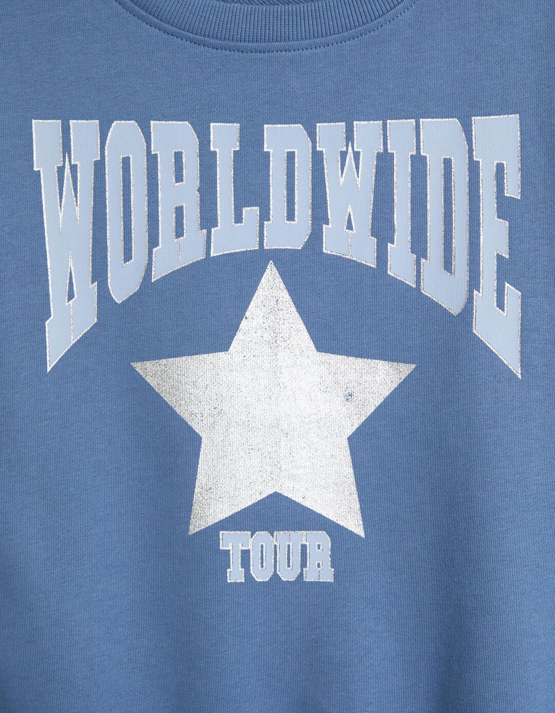 Sweatshirt Com Estampado, Menina, Azul Escuro