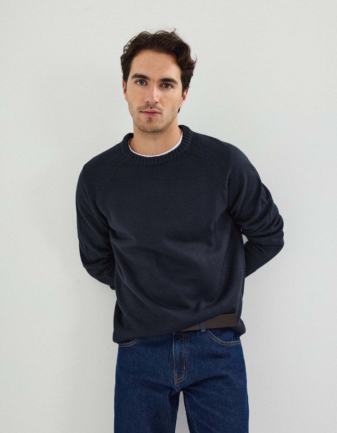 Camisola de Malha, Homem, Azul Escuro