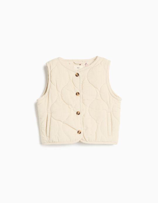 Comprar Online Colete Acolchoado Em Bombazina, Menina, Bege