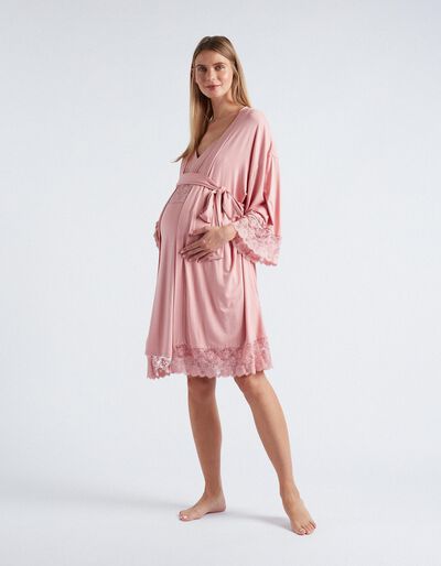 Maternity Dressing Gown, Women, Light Pink