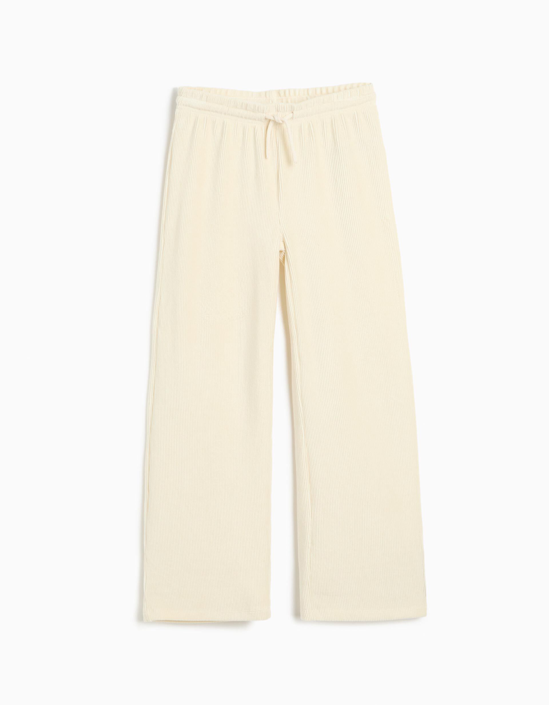 Comprar Online Cal&ccedil;as De Malha Wide Leg, Menina, Bege Claro