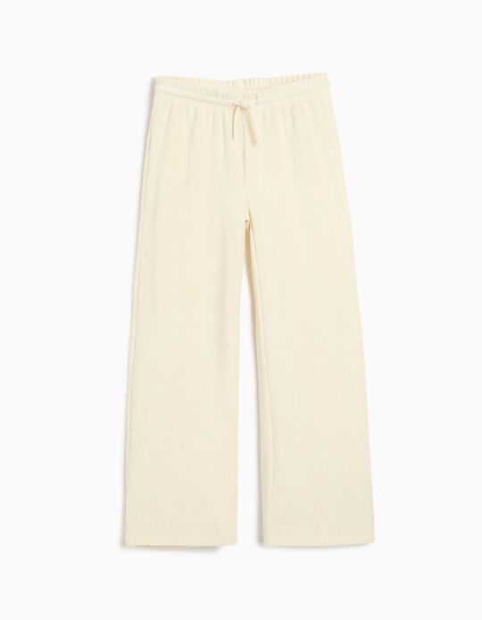 Comprar Online Cal&ccedil;as De Malha Wide Leg, Menina, Bege Claro