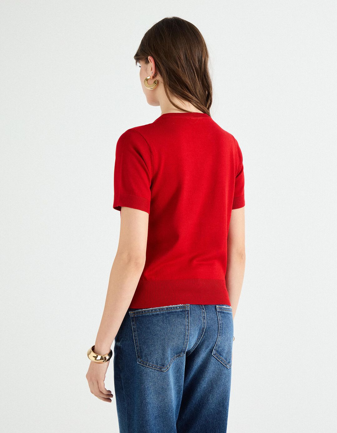 Camisola de Malha, Mulher, Vermelho Escuro