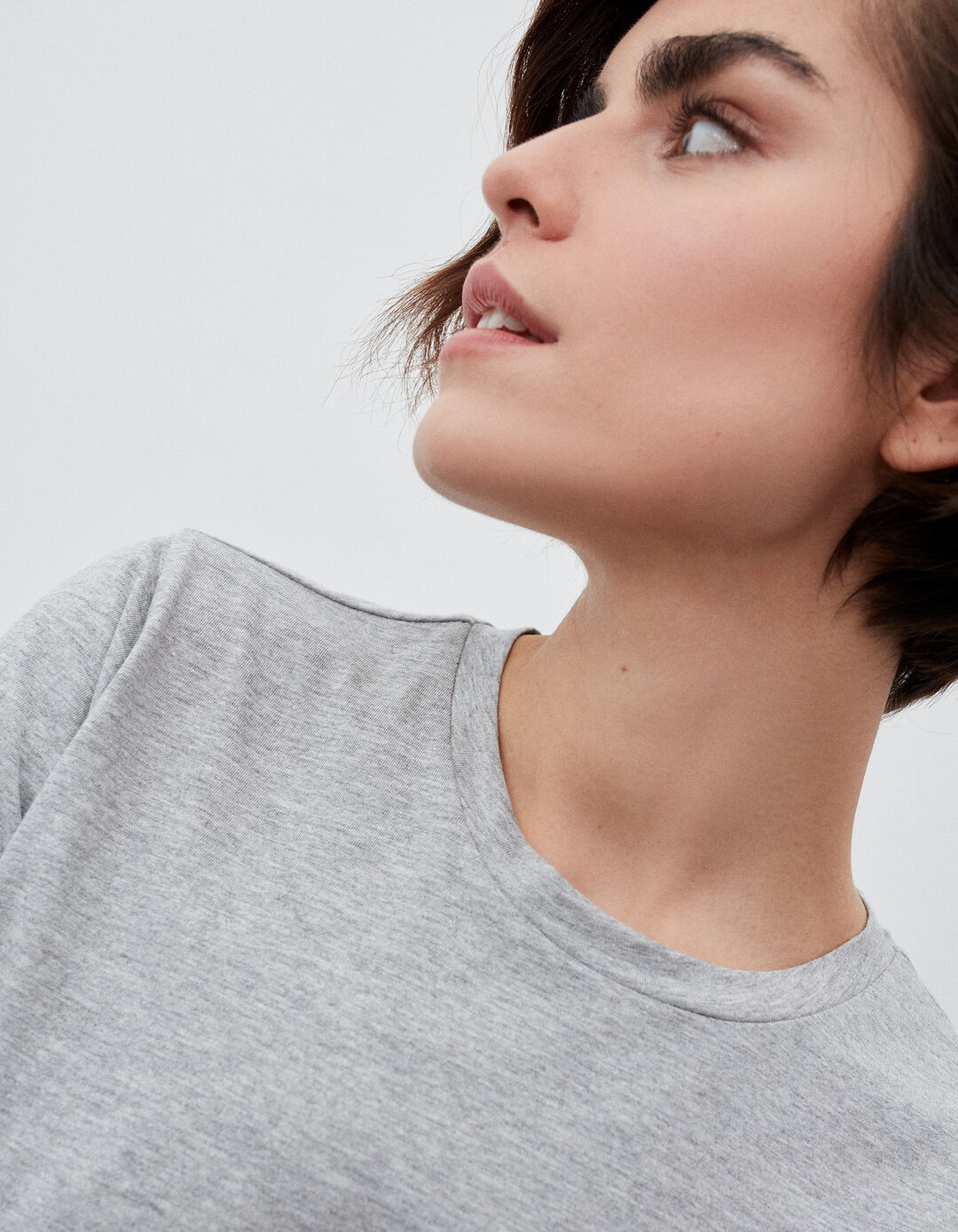 Round Neckline T-shirt, Women, Grey