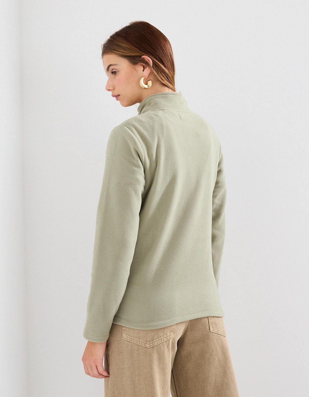 Camisola Polar com Fecho, Mulher, Verde