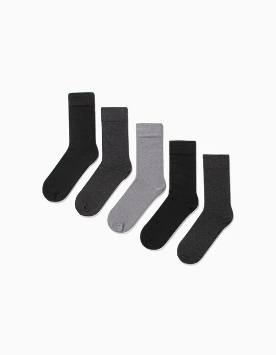 5 Socks, Men, Dark Grey