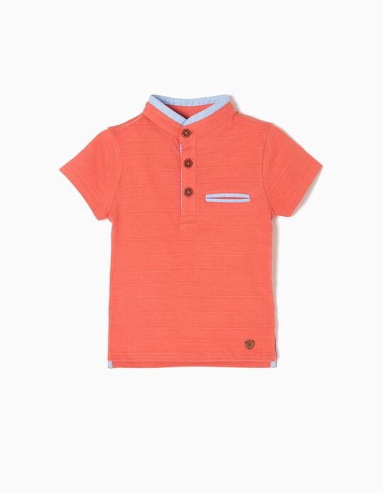 Polo Manga Curta Mao Laranja