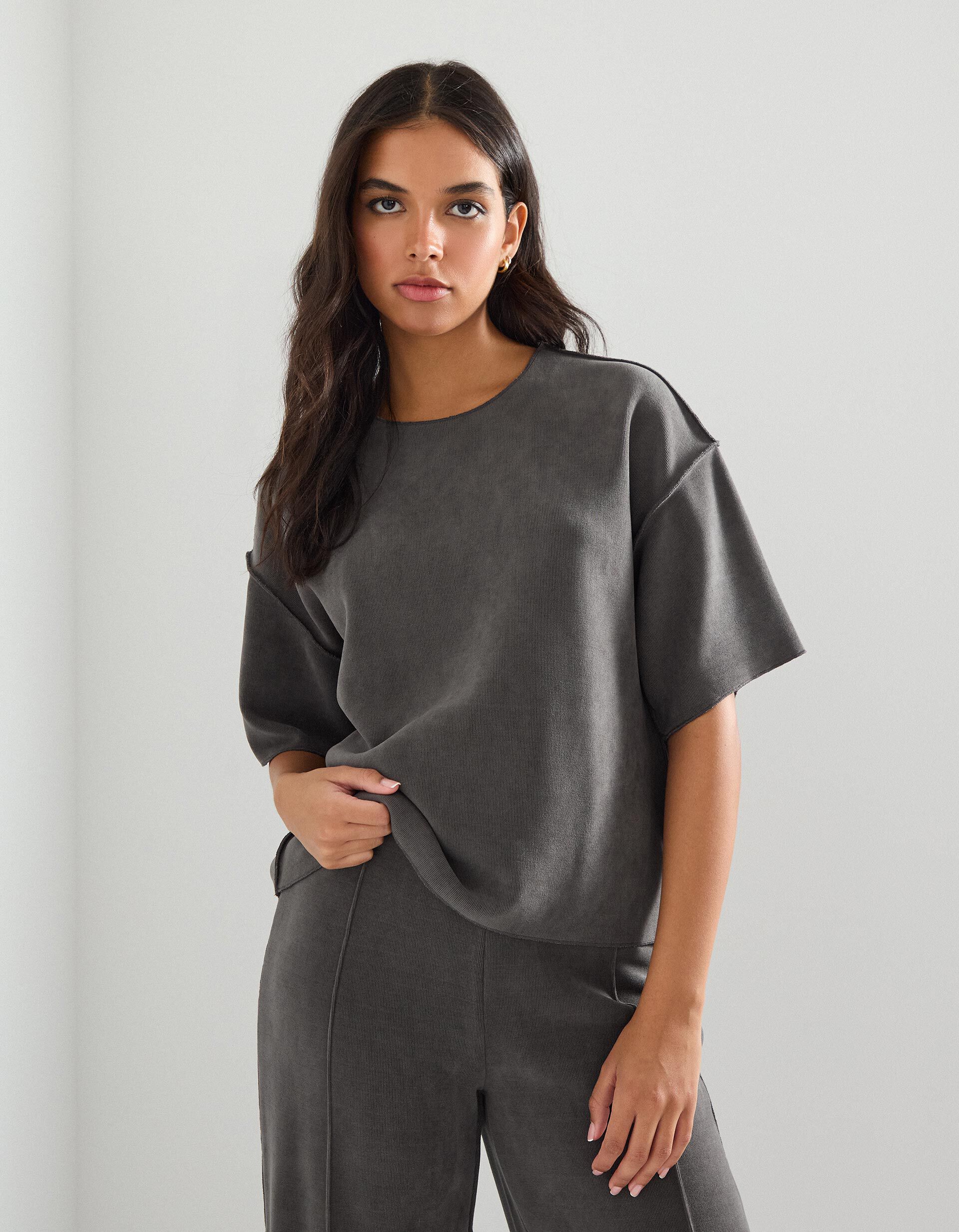 T-shirt, Mulher, Cinzento Escuro