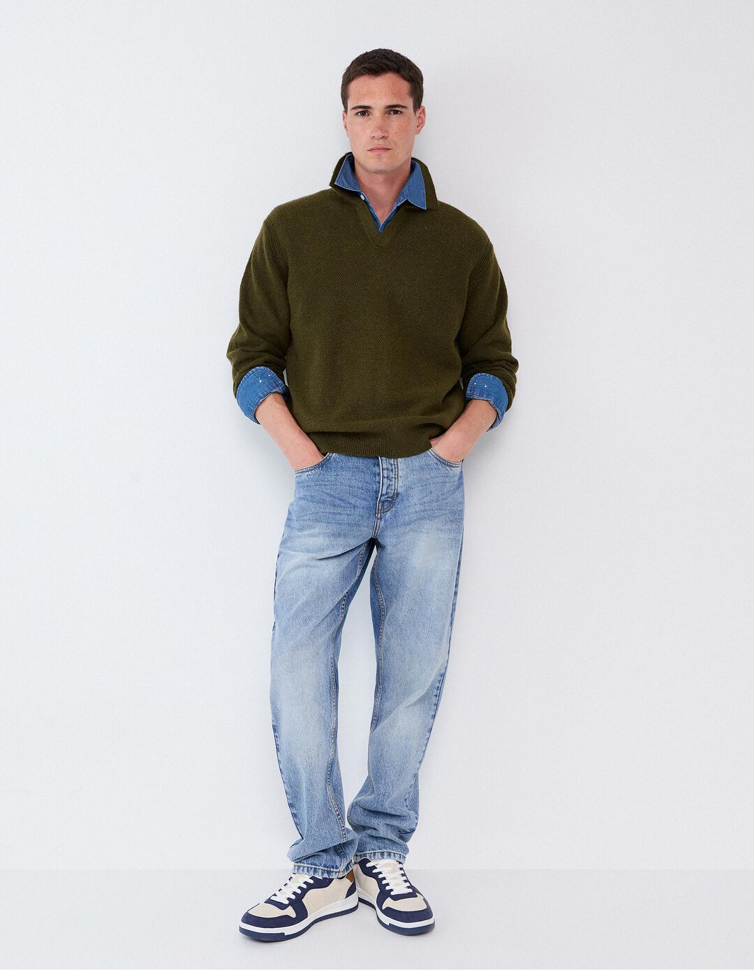 Camisola De Malha, Homem, Verde Escuro