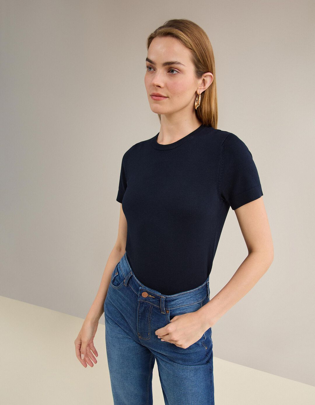 Camisola de Malha, Mulher, Azul Escuro