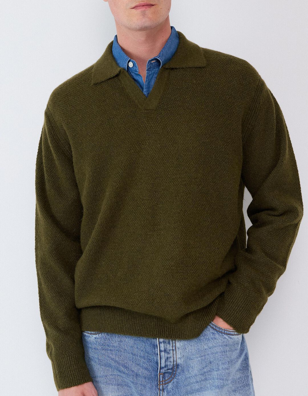 Camisola De Malha, Homem, Verde Escuro