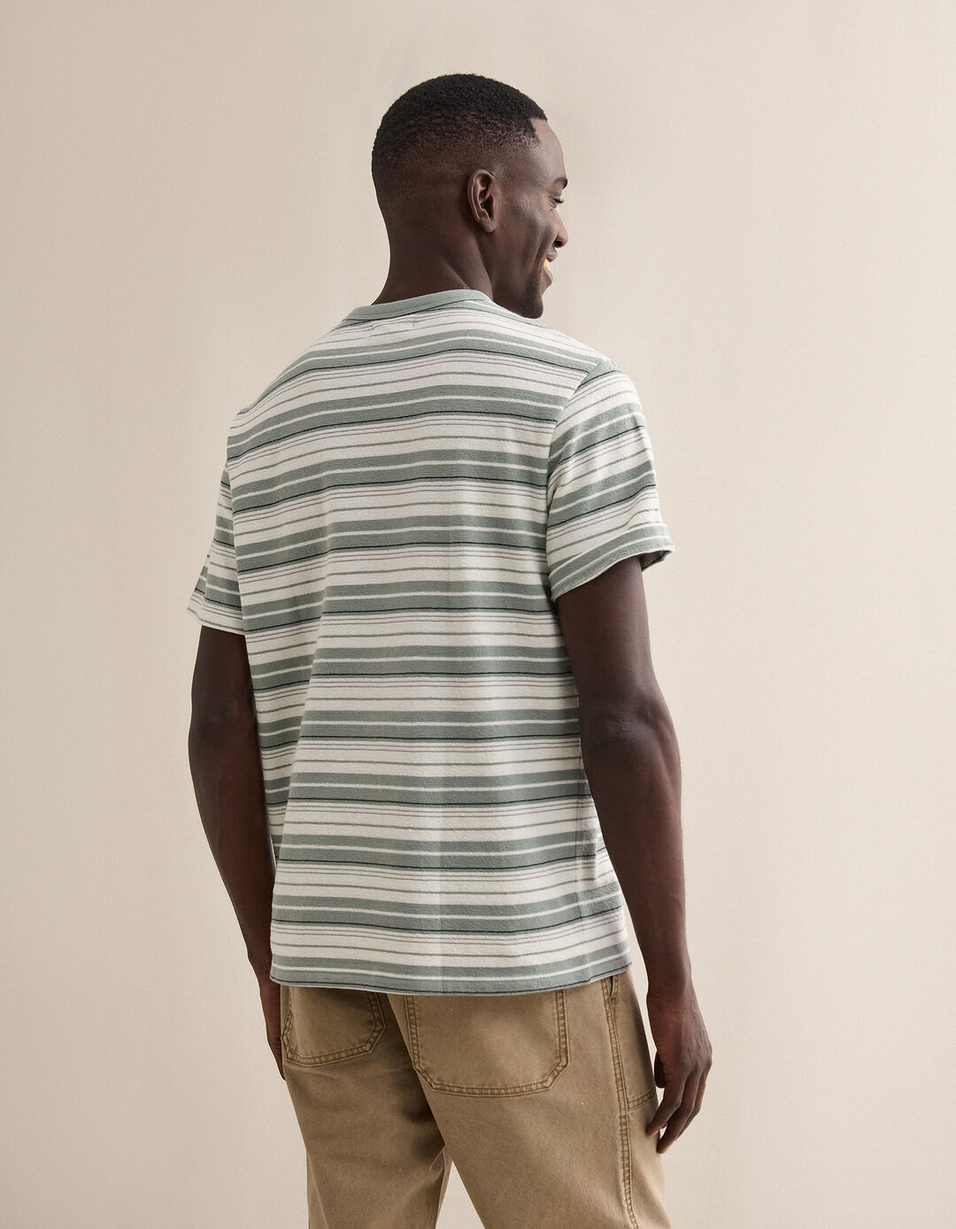 T-shirt Riscas, Homem, Verde Claro