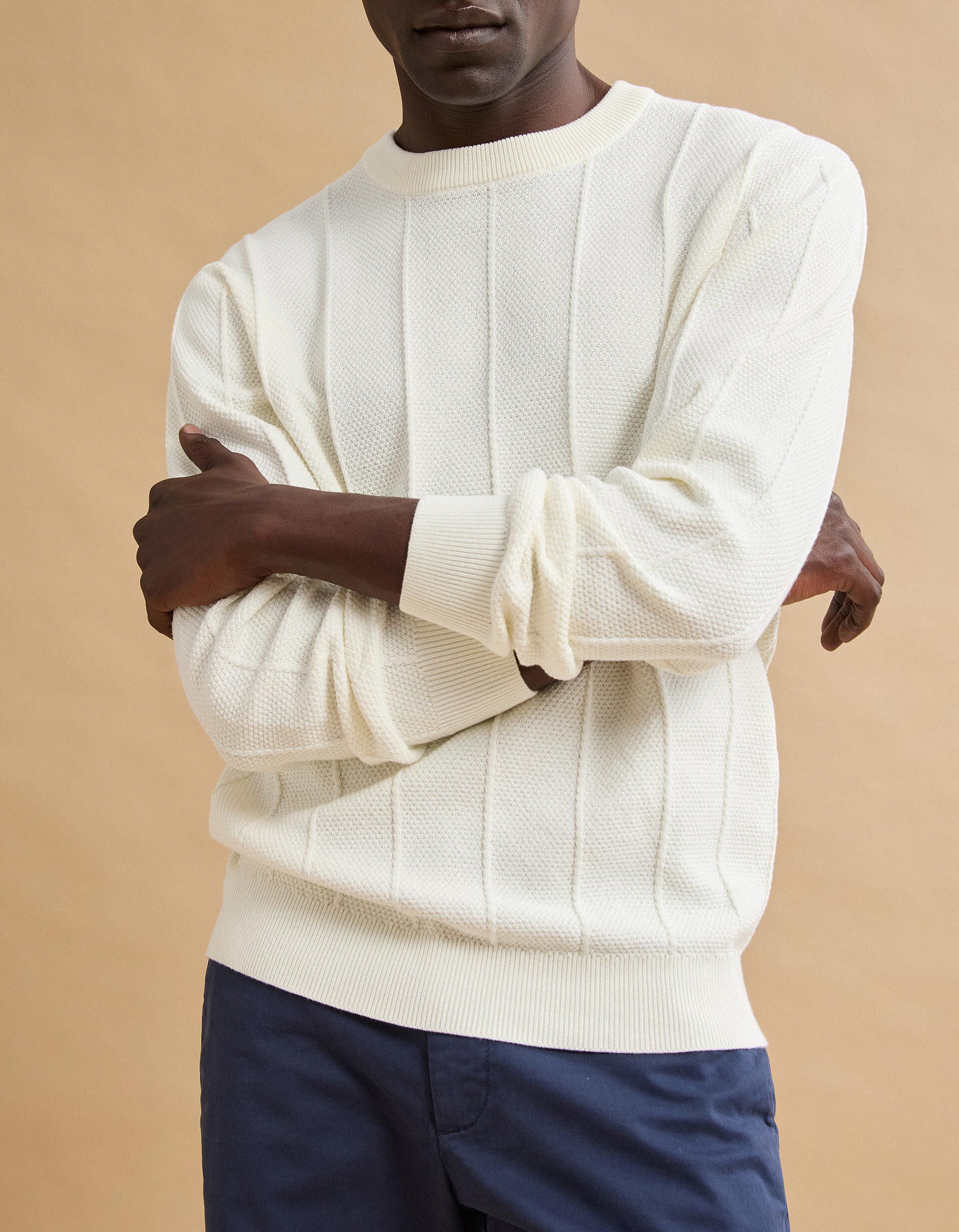 Comprar Online Camisola de Malha Jacquard, Homem, Cru