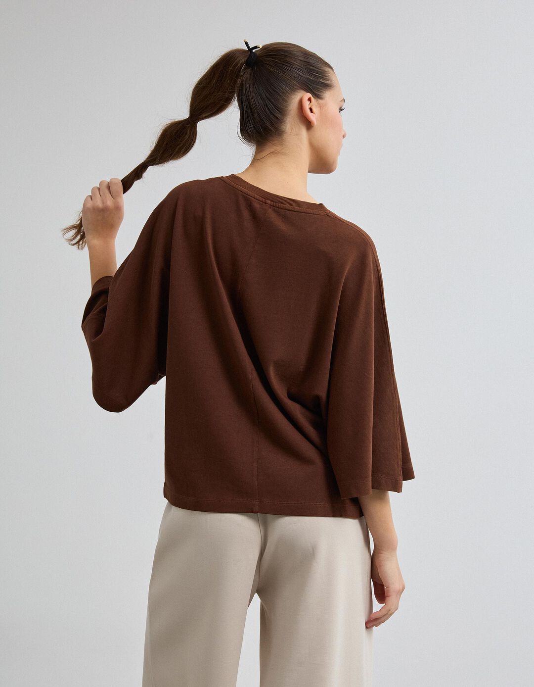 T-shirt, Mulher, Castanho