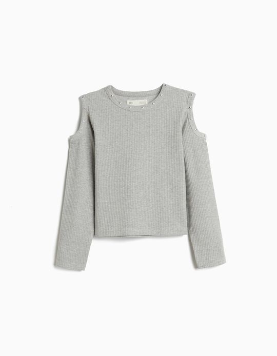 Comprar Online T-shirt Manga Comprida Cut Out, Menina, Cinzento Claro