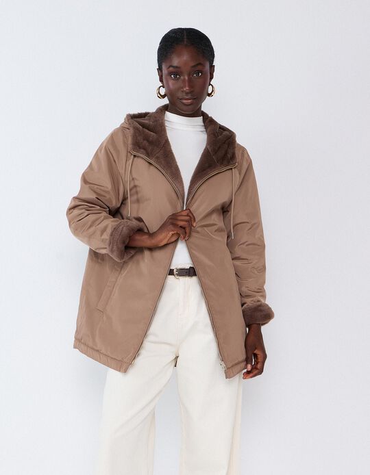 Comprar Online Parka Revers&iacute;vel, Mulher, Bege Escuro