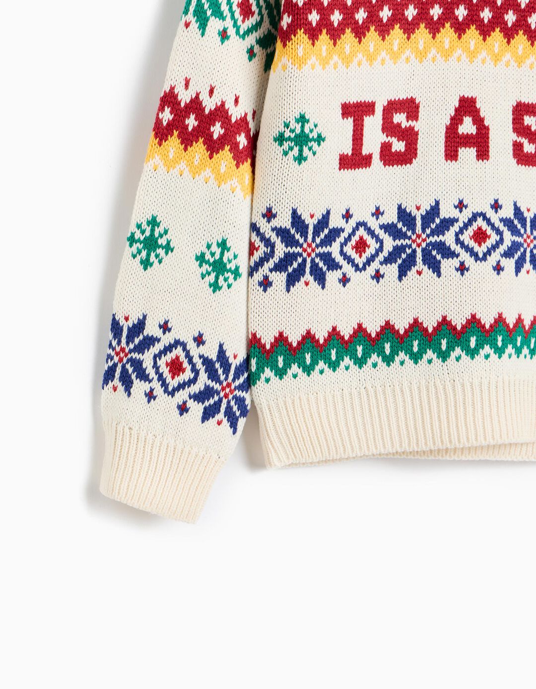 Camisola De Malha De Natal, Menino, Cru