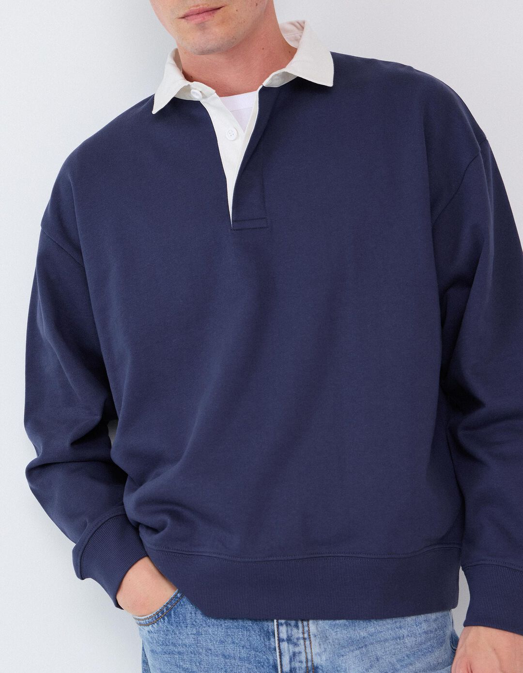 Camisola Com Gola Polo, Homem, Azul Escuro