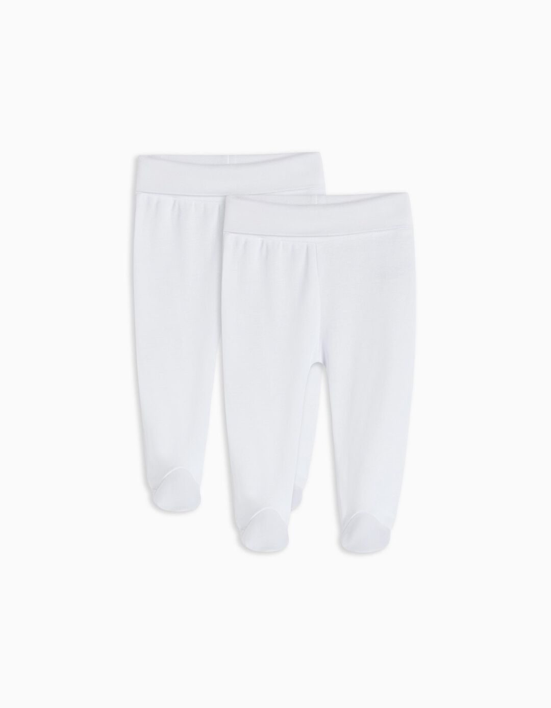 Pack 2 Pants with Feet, Baby Boy, White