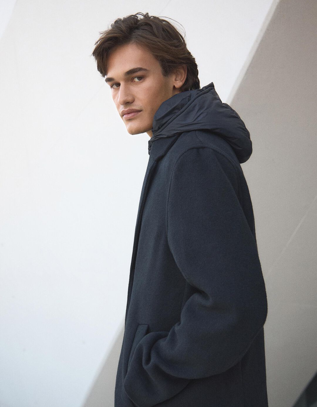 Sobretudo com Capuz, Homem, Azul Escuro