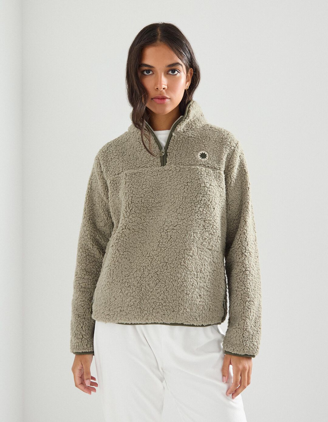 Sweatshirt Sherpa, Mulher, Verde Escuro