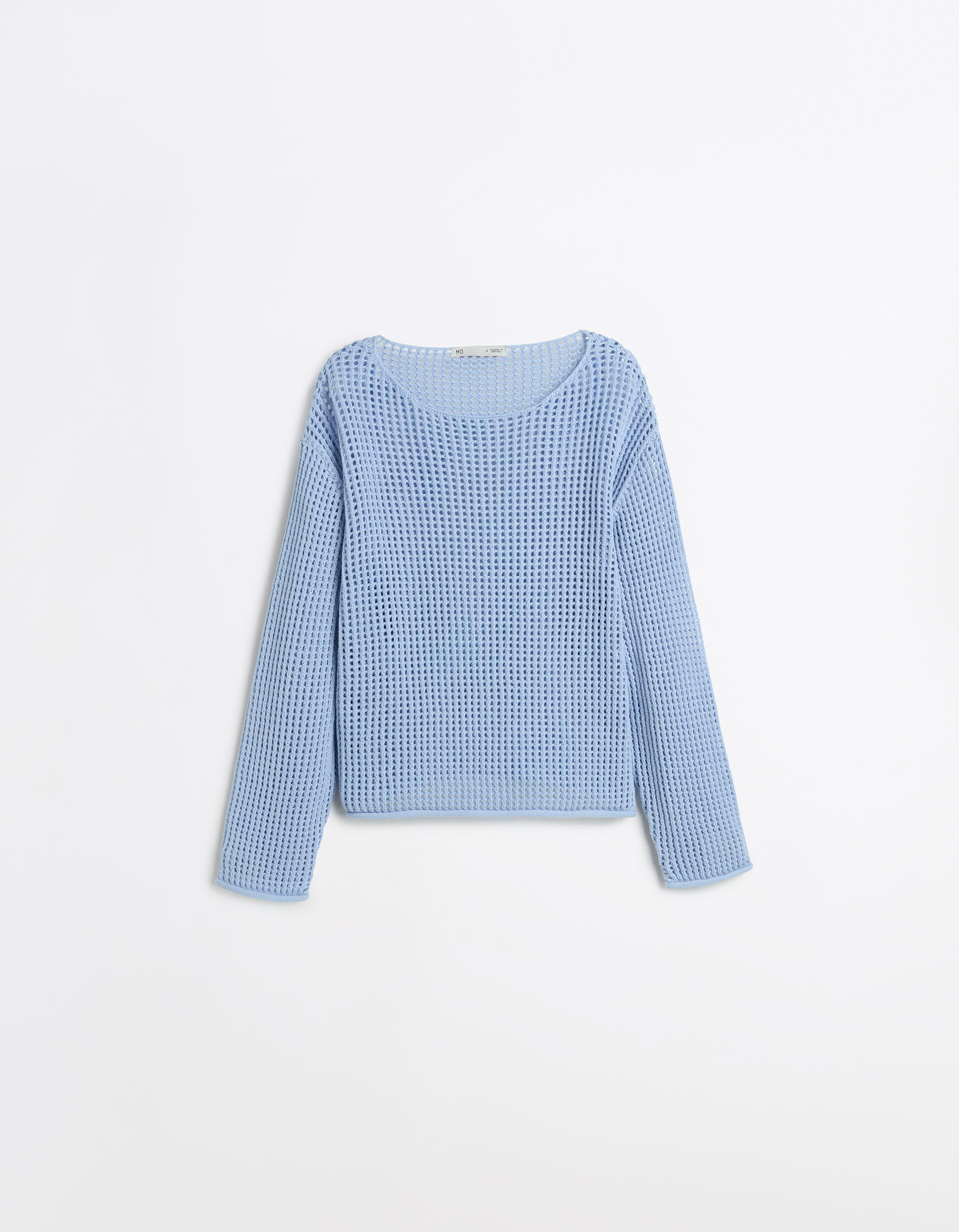 Comprar Online Camisola de Malha Crochet, Mulher, Azul