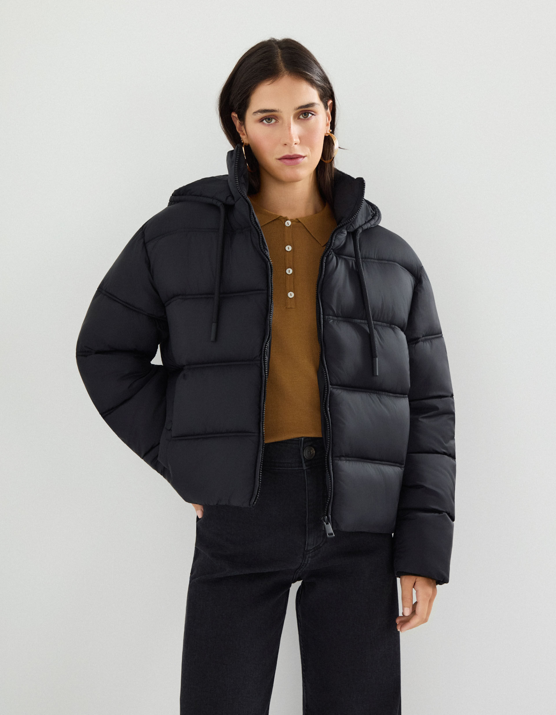 Comprar Online Casaco Acolchoado com Capuz, Mulher, Preto