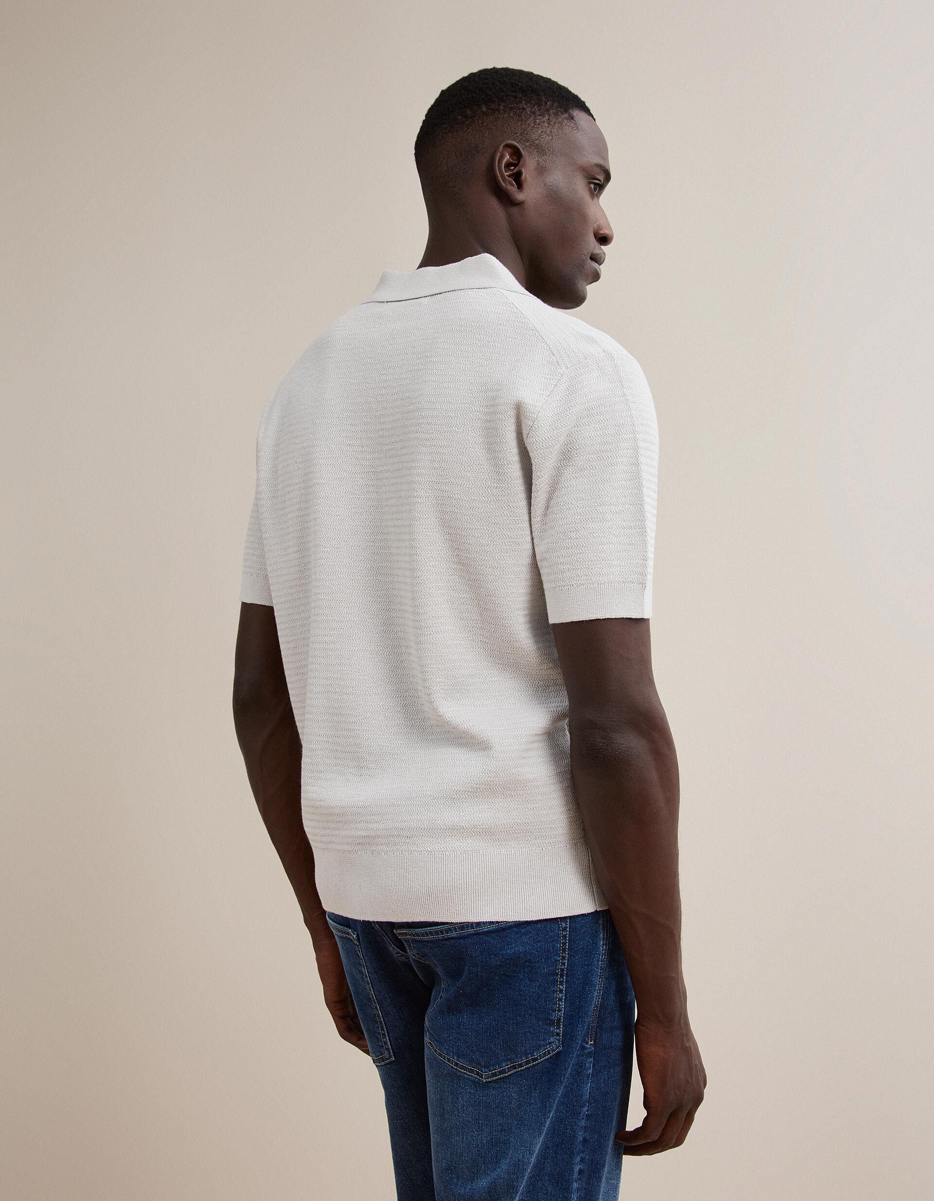 Comprar Online Polo De Malha Tricotada Com Linho, Homem, Bege Claro