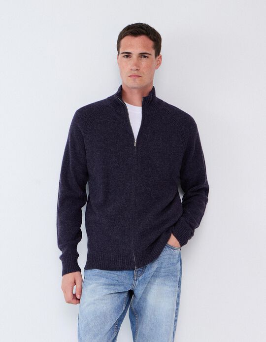 Comprar Online Casaco Com Mistura De L&atilde;, Homem, Azul Escuro